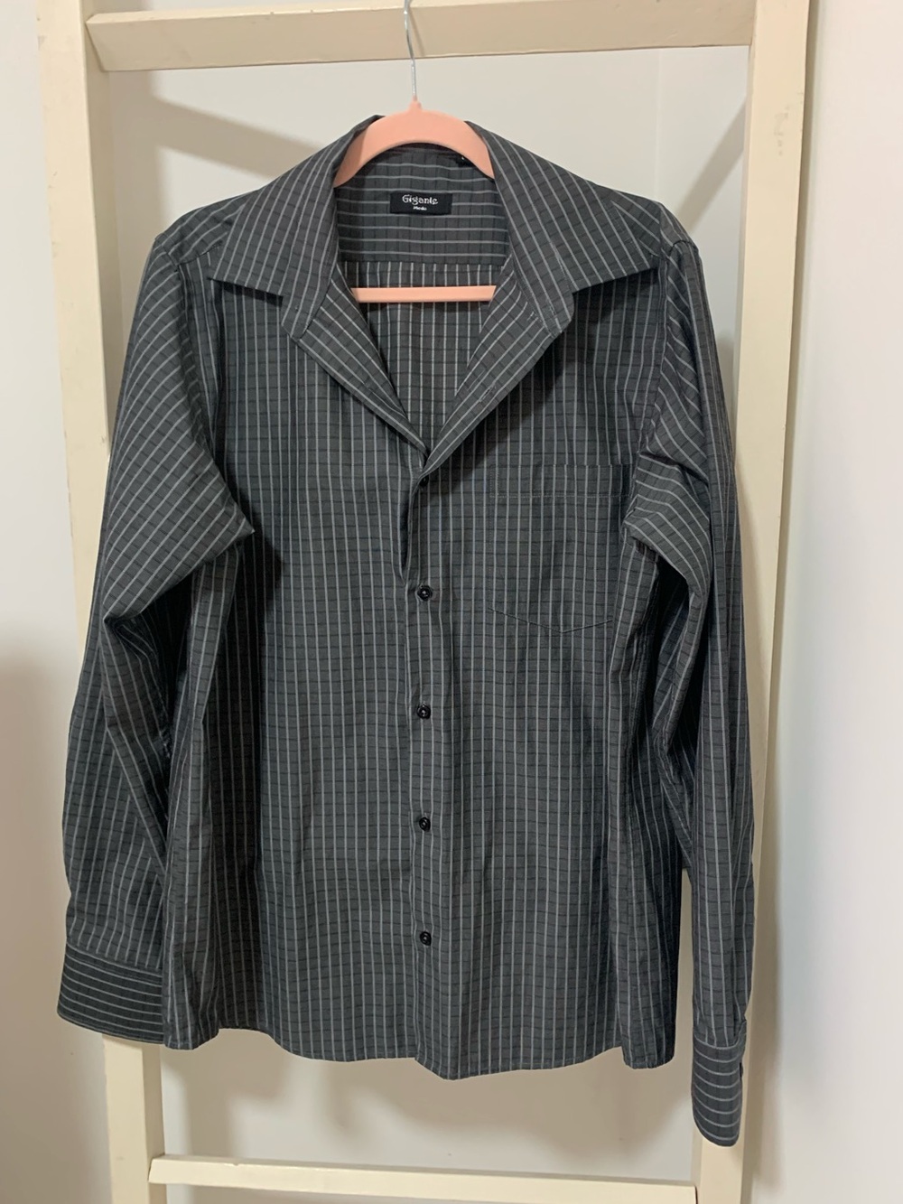 Men's Black Pinstripe Dress Shirt by